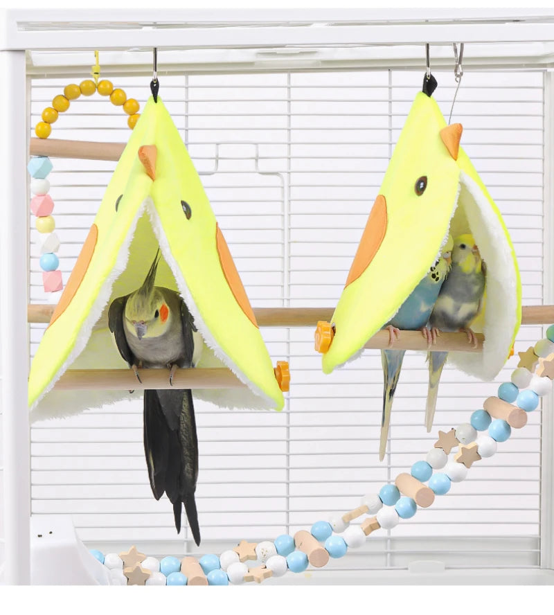 Soft Plush Bird Hammock - Cozy Hanging Nest for Parrots & Parakeets