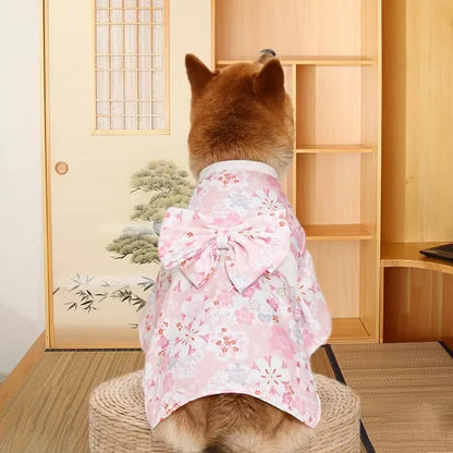 Japanese Kimono Cat Outfit - Summer Pet Coat with Bow-Knot for Cats & Dogs