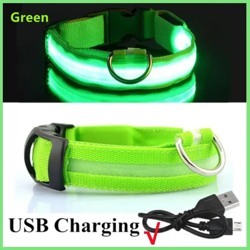 LED USB Rechargeable Dog Collar - 3 Mode Luminous Safety Collar for Dogs & Cats