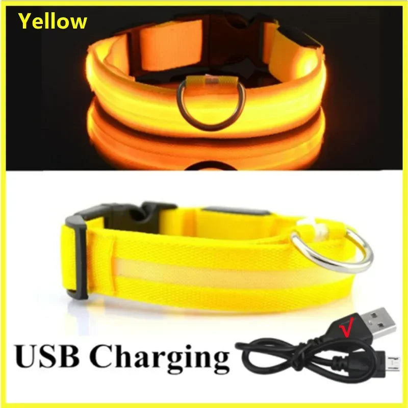 LED USB Rechargeable Dog Collar - 3 Mode Luminous Safety Collar for Dogs & Cats