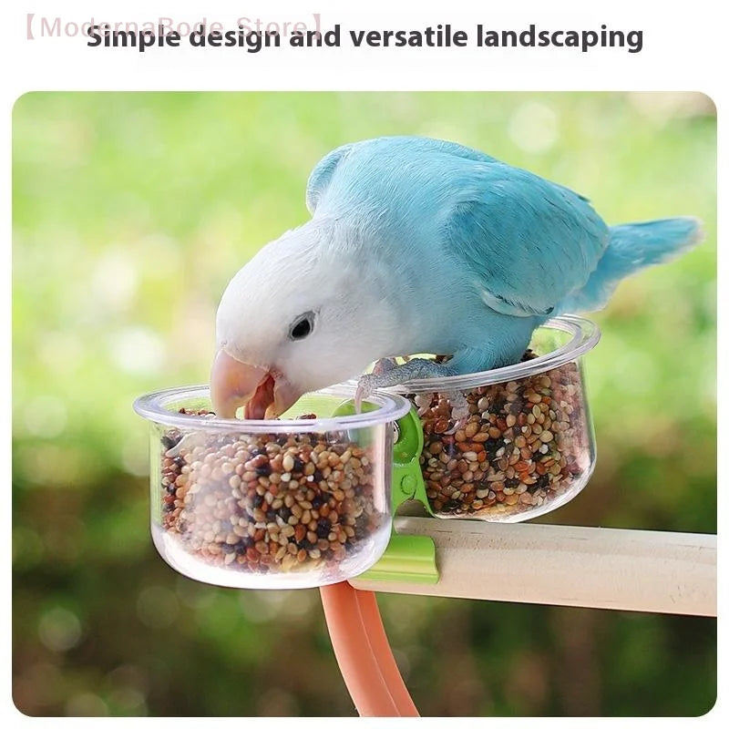 Parrot Food Bowl with Clip - Small Bird Feeder Water Cup & Bracket