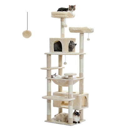 Large Multi-Level Cat Tree Tower - Sisal Scratching Posts & Hammock
