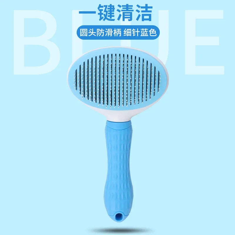 Self-Cleaning Pet Slicker Brush - Hair Removal Comb for Cats & Dogs