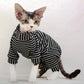Sphynx Cat Striped Turtleneck Sweater - Warm Cotton Hoodie for Hairless Cats