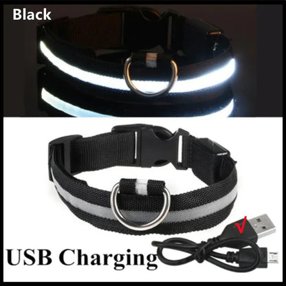 LED USB Rechargeable Dog Collar - 3 Mode Luminous Safety Collar for Dogs & Cats