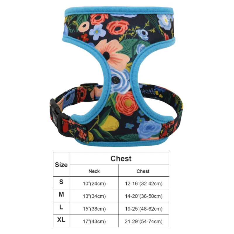 Floral Dog Harness & Leash Set - Adjustable Forest Print for All Dog Sizes