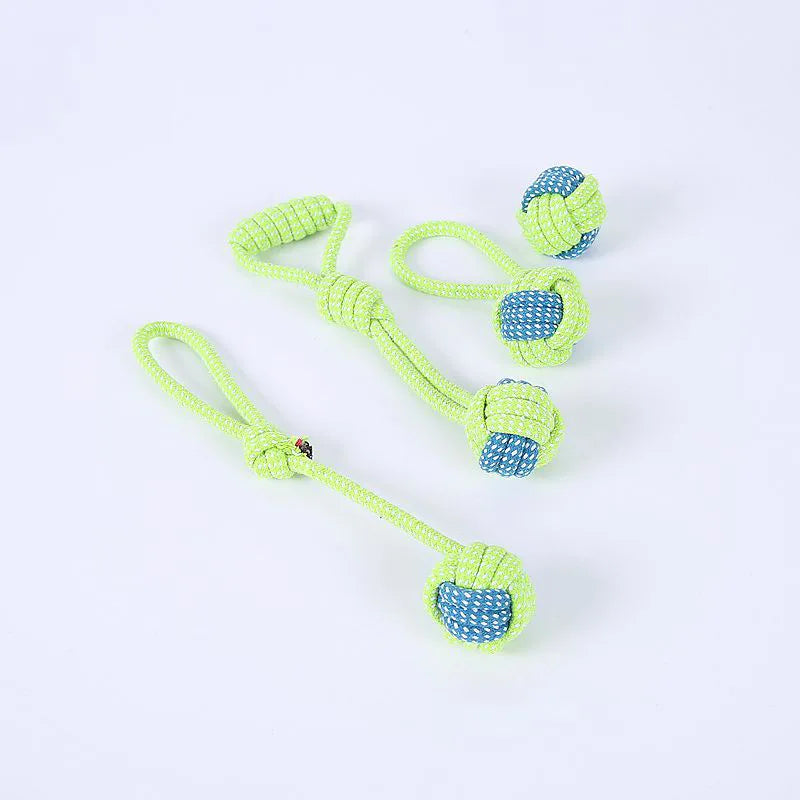 Cotton Rope Dog Toy Ball - Interactive Toothbrush Chew Toy for All Sizes