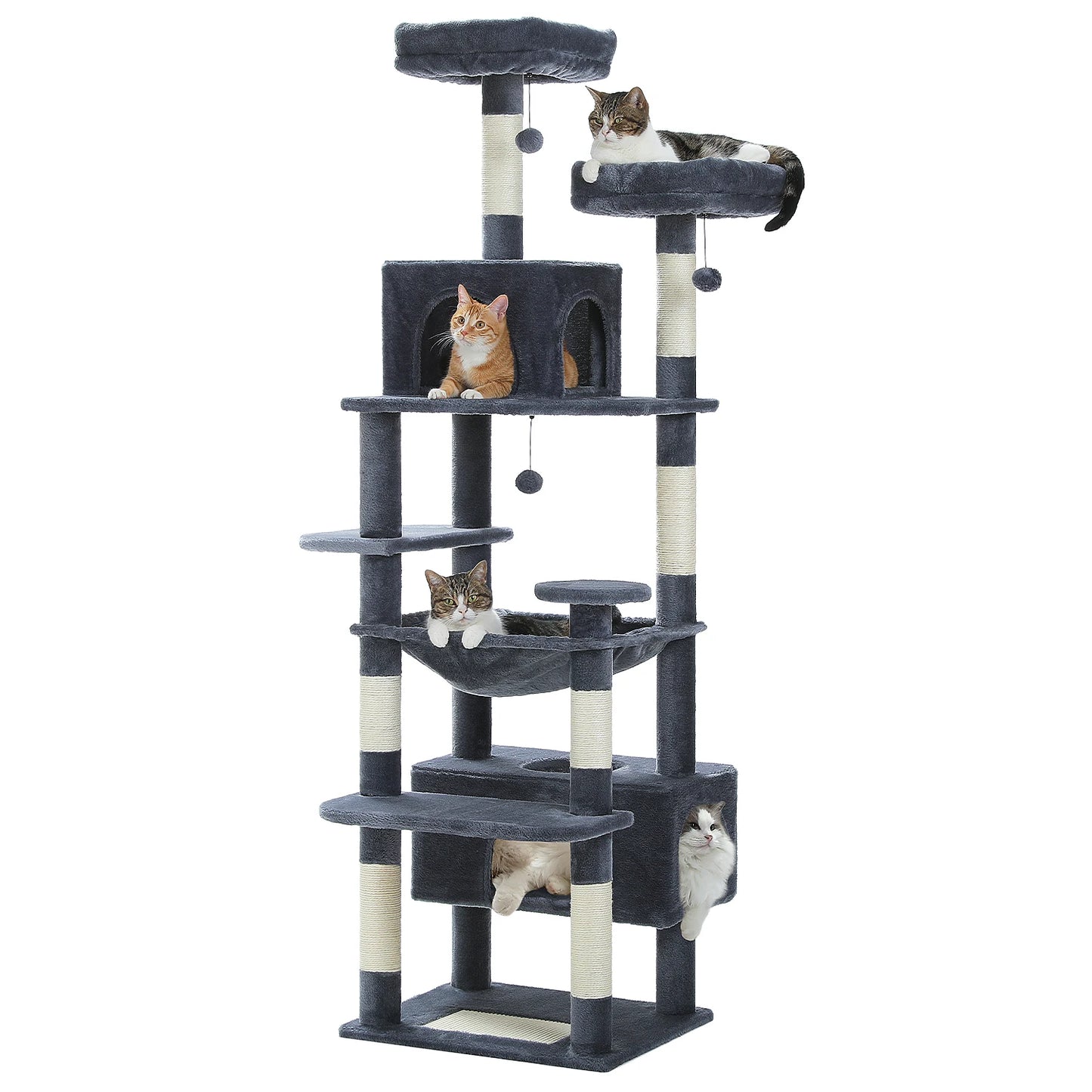 Large Multi-Level Cat Tree Tower - Sisal Scratching Posts & Hammock