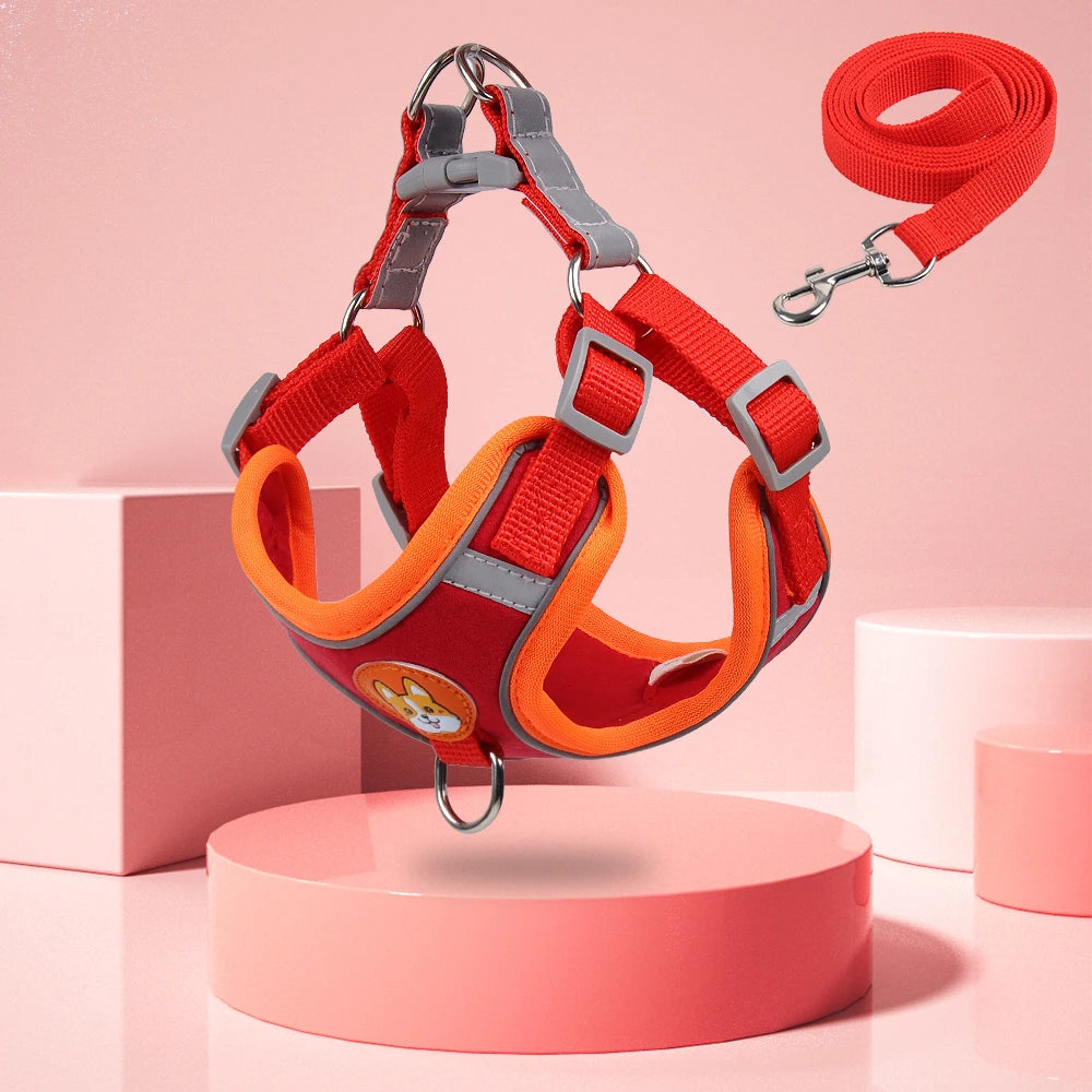 Step-In Dog Harness & Leash Set - Reflective Soft Vest for Small & Medium Dogs