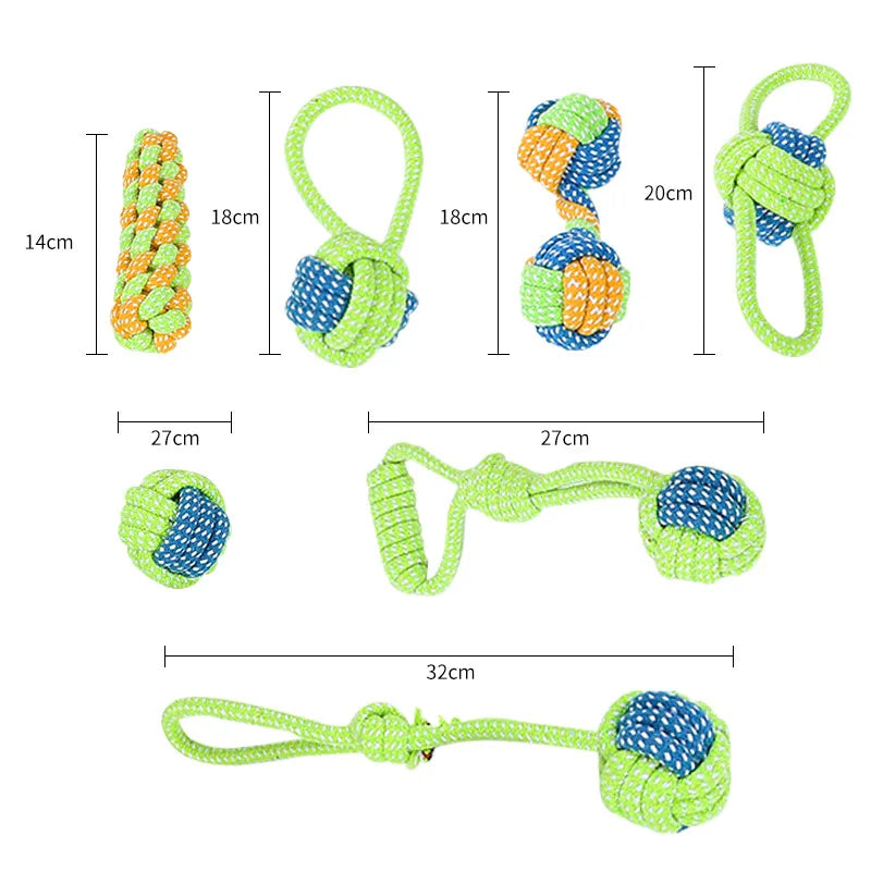 Cotton Rope Dog Toy Ball - Interactive Toothbrush Chew Toy for All Sizes