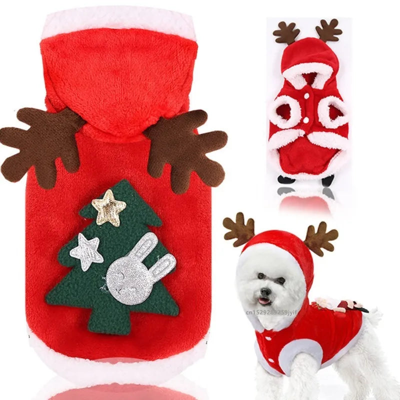 Santa Dog Costume - Christmas Jacket for Chihuahuas, Yorkies & Cats
