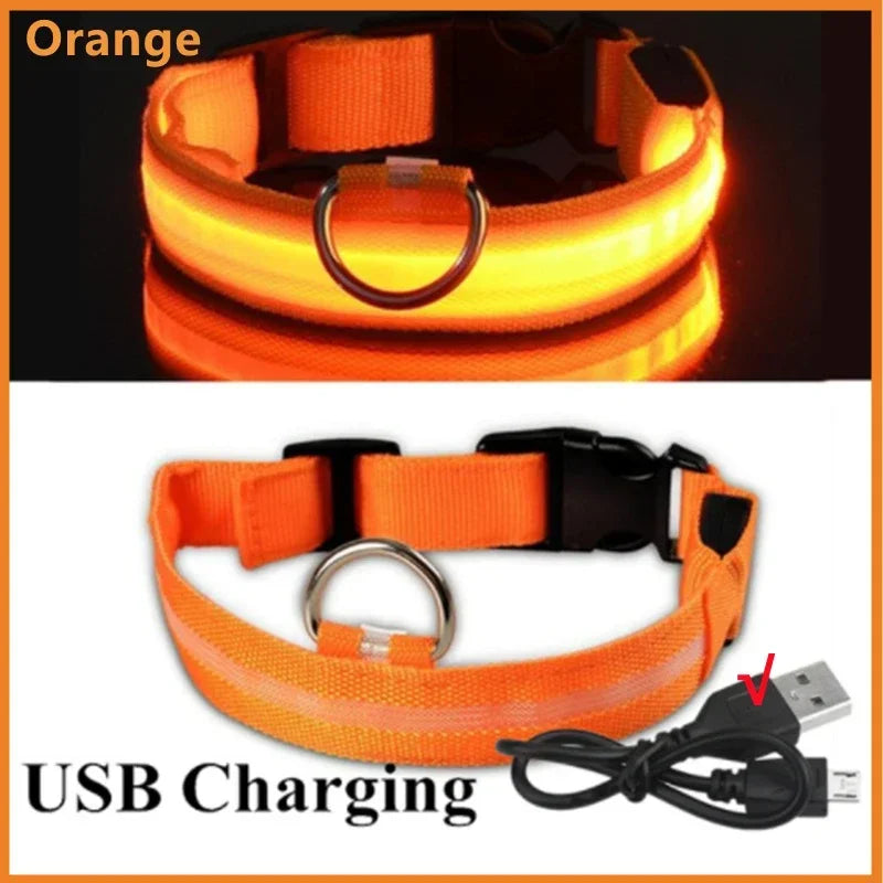 LED USB Rechargeable Dog Collar - 3 Mode Luminous Safety Collar for Dogs & Cats