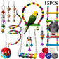 Colorful Wooden Parrot Swing with Bell - Cockatiel Training & Play Toy