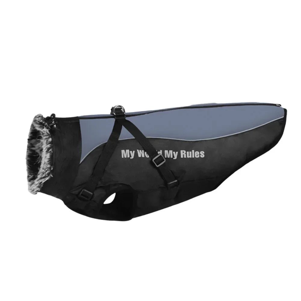 Winter Dog Coat with Fur Collar - Thick Jacket for Large Dogs (XL-6XL)