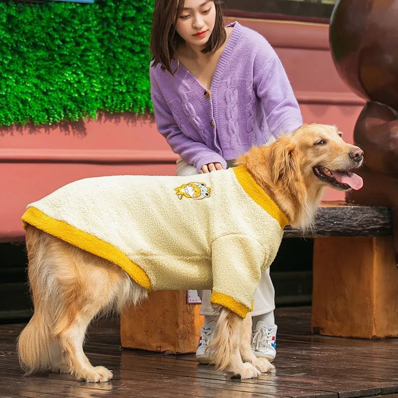 Fleece Dog Hoodie - Soft Warm Vest for Large Dogs (Golden Retriever, Labrador)