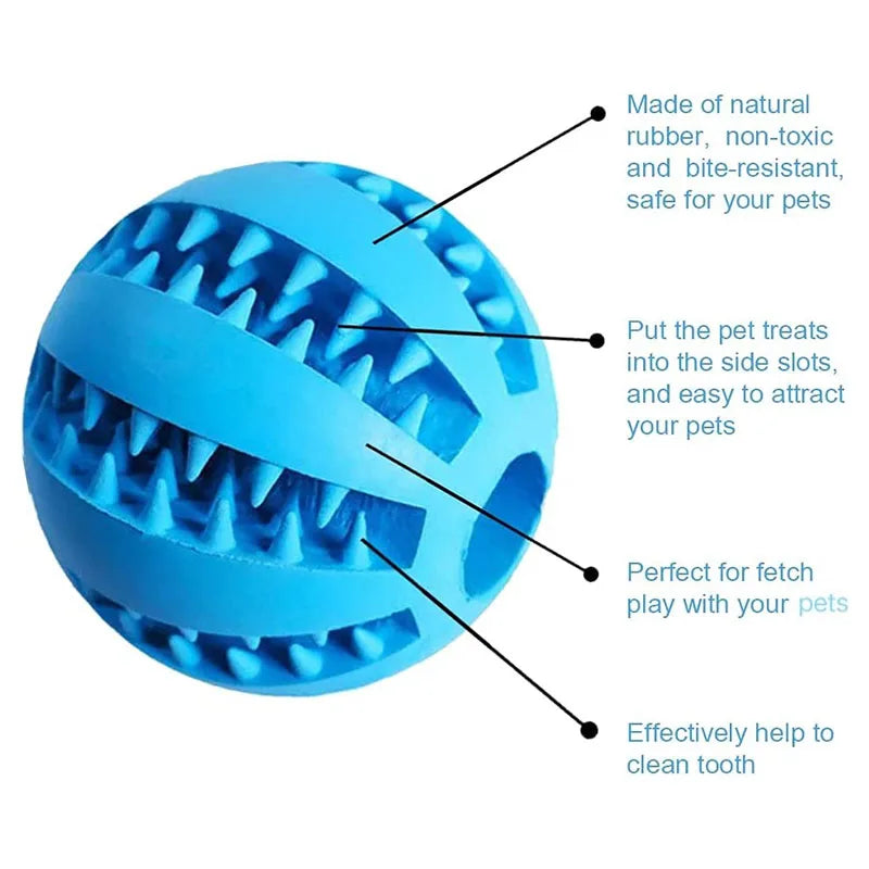Interactive Rubber Dog Ball - Tooth Cleaning Treat Feeder Toy
