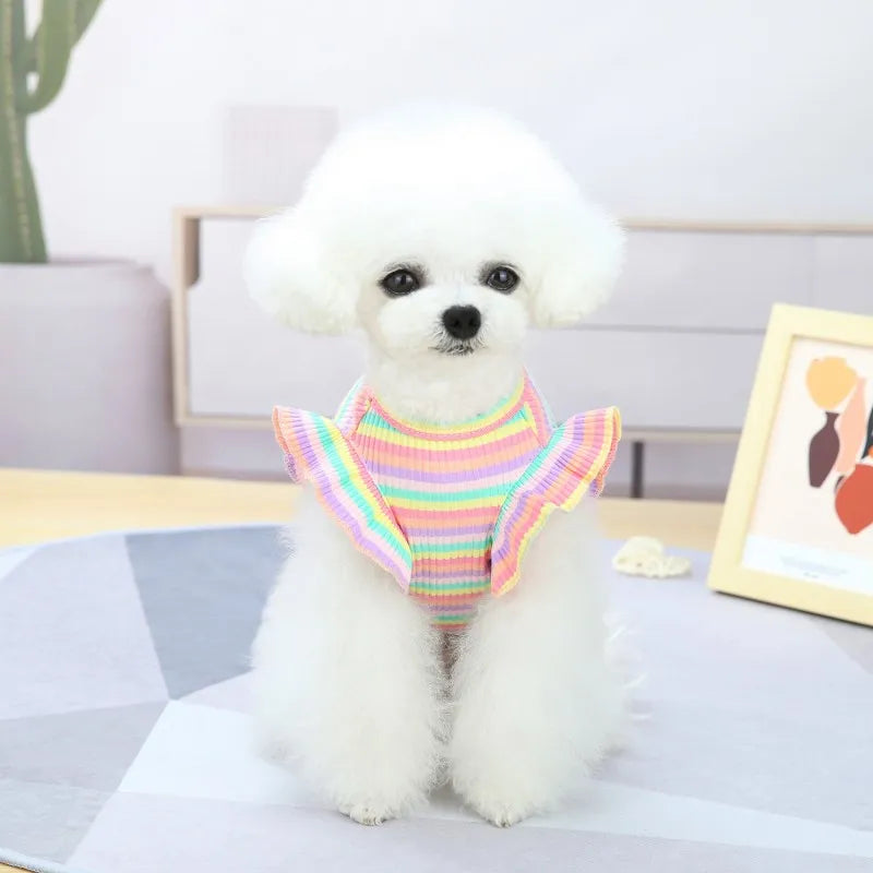 Ruffle Striped Pet Dress - Sweet Skirt Vest for Dogs & Cats