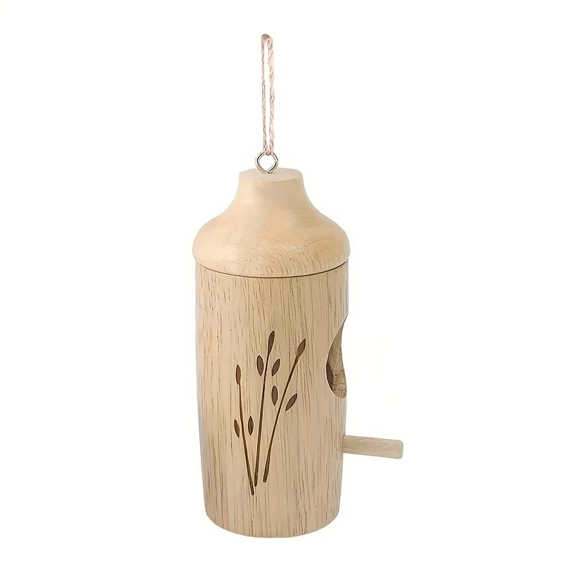 Wooden Hummingbird House - Decorative Mini Bird Nest for Garden & Patio
