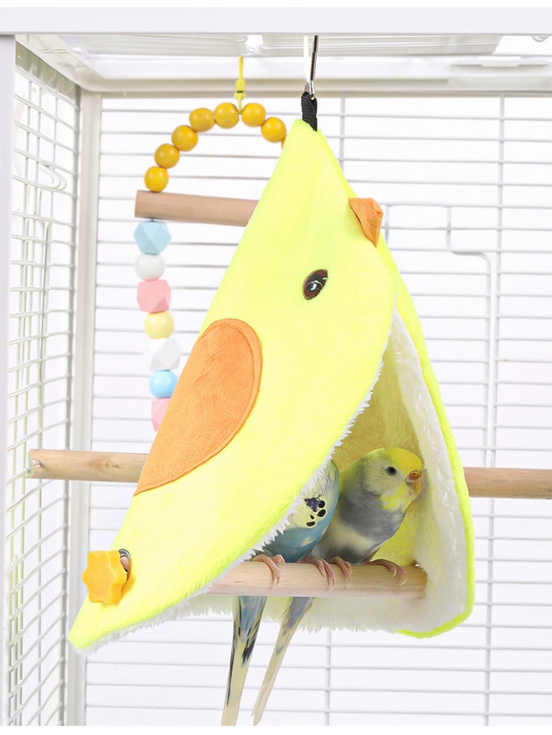 Soft Plush Bird Hammock - Cozy Hanging Nest for Parrots & Parakeets