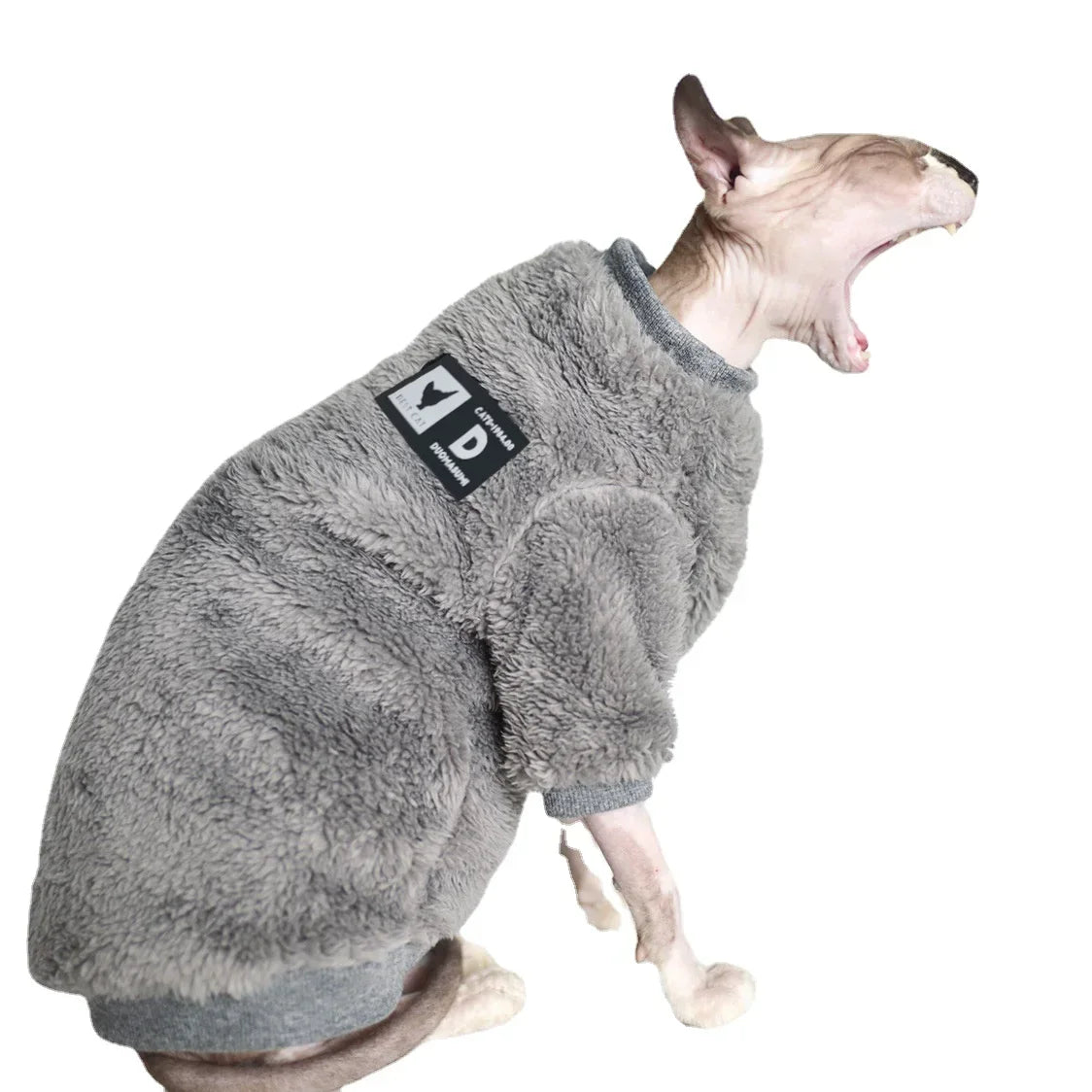 Double-Sided Fluffy Cat Jacket - Thick Winter Coat for Sphynx & Hairless Cats