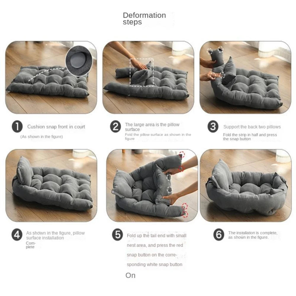 3-in-1 Pet Sofa Bed - Multifunctional Dog & Cat House with Kennel Mat