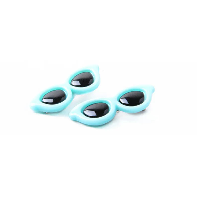 Heart Sunglasses Pet Hair Clips - Decorative Bow Hairpins for Dogs & Cats