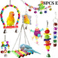 Colorful Wooden Parrot Swing with Bell - Cockatiel Training & Play Toy