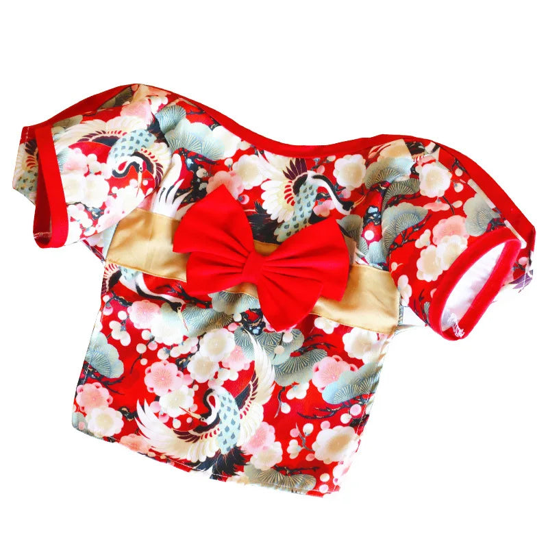 Japanese Kimono Cat Outfit - Summer Pet Coat with Bow-Knot for Cats & Dogs