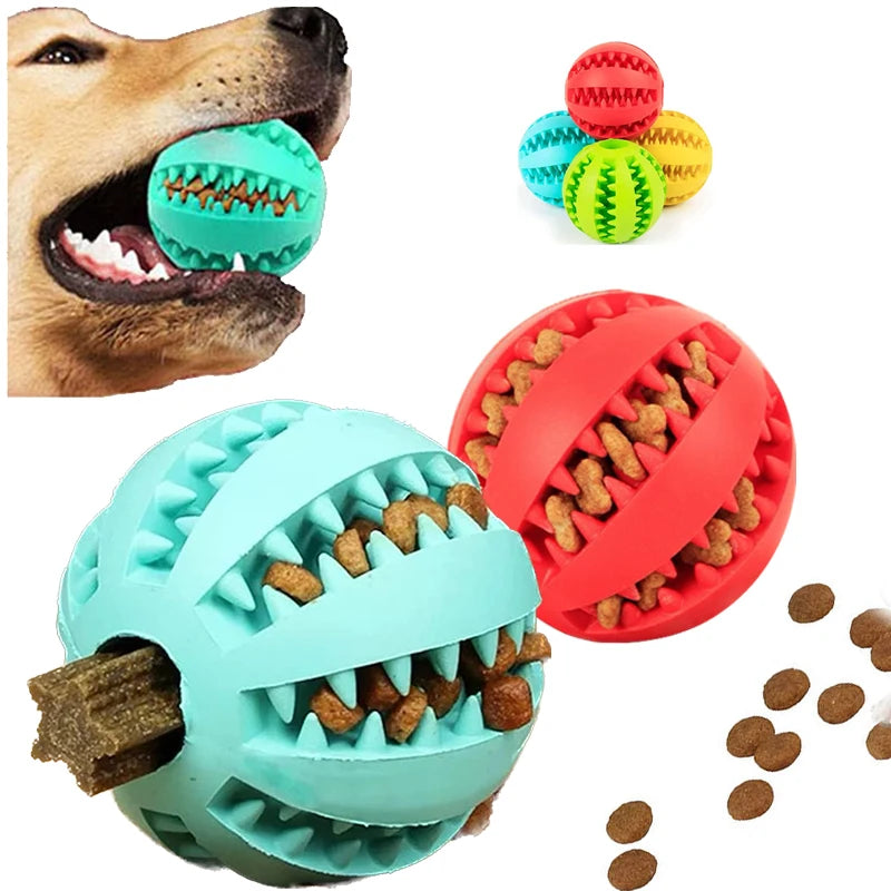 Interactive Rubber Dog Ball - Tooth Cleaning Treat Feeder Toy