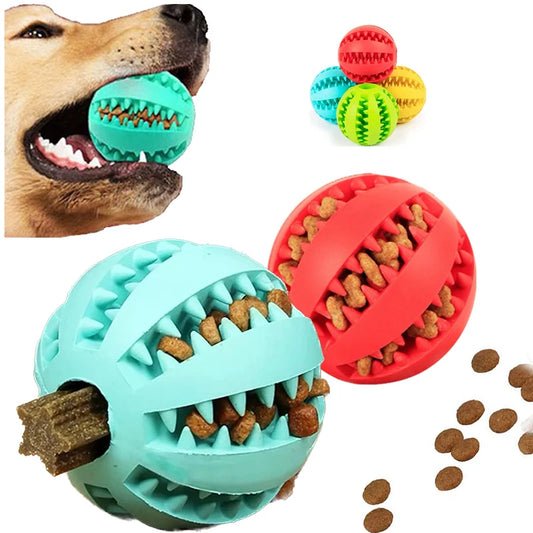 Interactive Rubber Dog Ball - Tooth Cleaning Treat Feeder Toy
