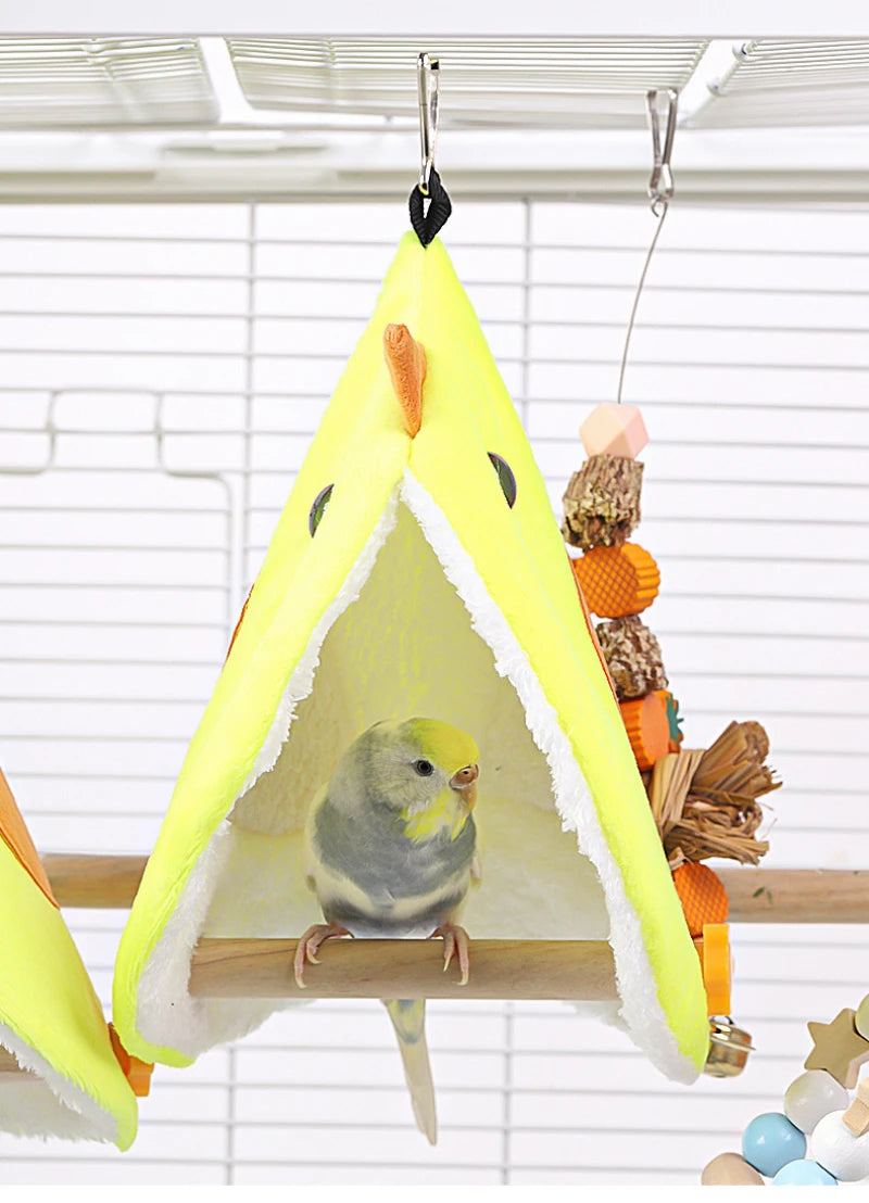 Soft Plush Bird Hammock - Cozy Hanging Nest for Parrots & Parakeets
