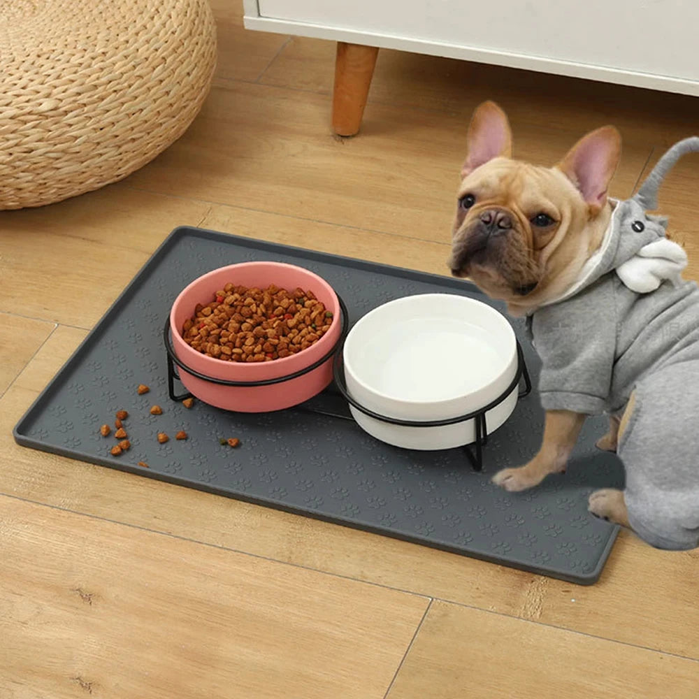 Silicone Non-Slip Pet Feeding Mat - Waterproof Foldable Placemat