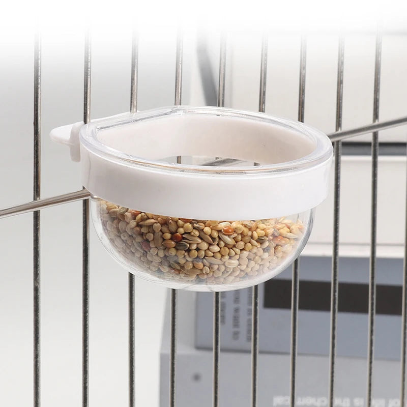 Detachable Transparent Bird Feeding Bowl - Hanging Seed & Water Cup