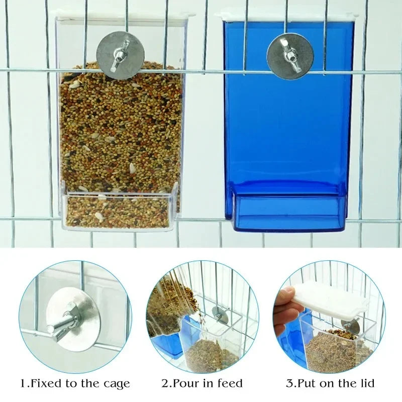 Anti-Splash Automatic Bird Feeder - Dust-Free Dispenser for Parakeets