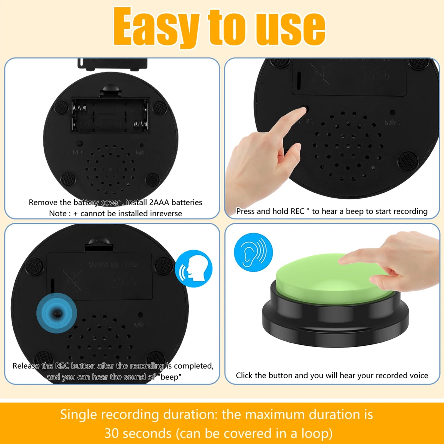 Recordable Dog Training Buttons - 4/6 Pack Interactive Talking Buzzer with Light