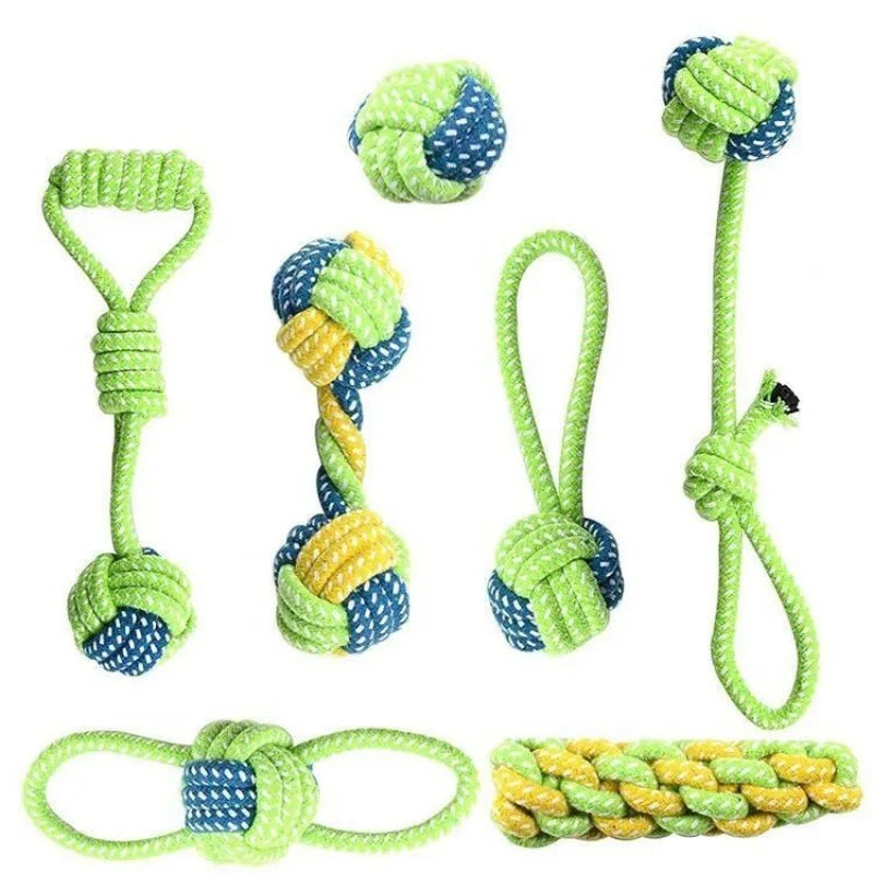 Cotton Rope Dog Toy Ball - Interactive Toothbrush Chew Toy for All Sizes