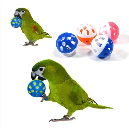 10-Pack Colorful Rolling Bell Balls - Interactive Parrot Chew Toys