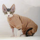 Sphynx Cat Striped Turtleneck Sweater - Warm Cotton Hoodie for Hairless Cats