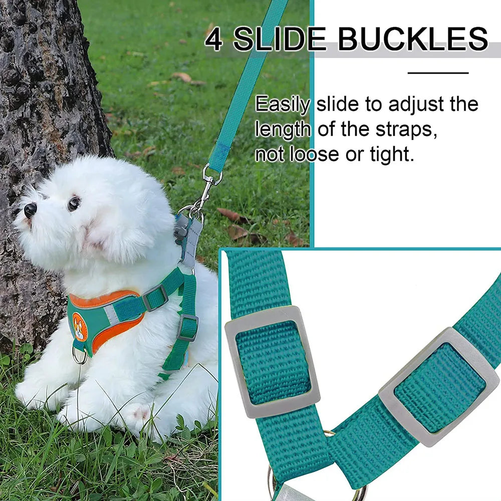 Step-In Dog Harness & Leash Set - Reflective Soft Vest for Small & Medium Dogs