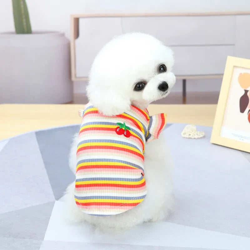 Ruffle Striped Pet Dress - Sweet Skirt Vest for Dogs & Cats