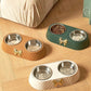 Double Pet Food Bowl with Bow Tie Design - Dog & Cat Feeding Station