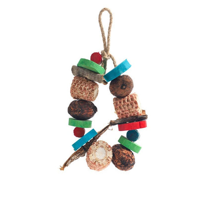 Natural Parrot Chewing Toy Set - Corn Cob, Loofah & Wood Combination