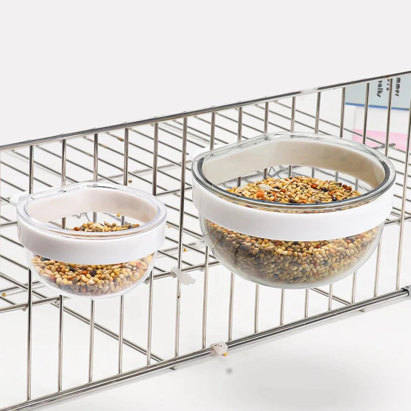 Detachable Transparent Bird Feeding Bowl - Hanging Seed & Water Cup