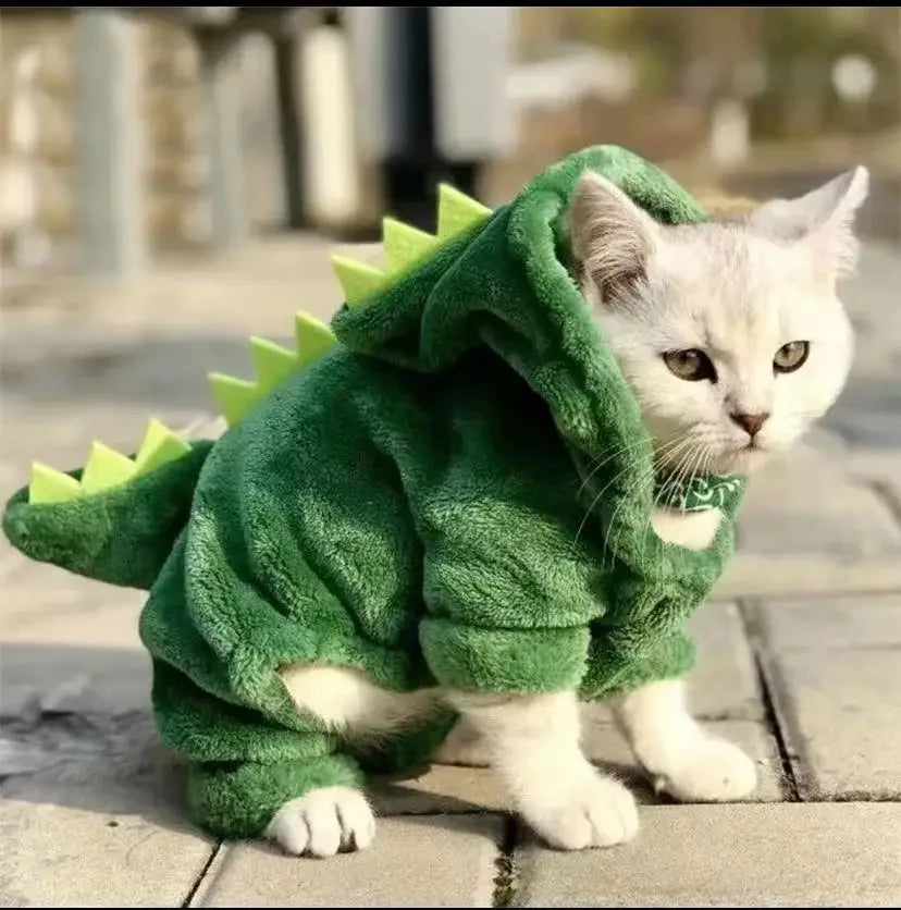 Dinosaur Costume for Cats & Dogs - Funny Fleece Halloween Hoodie