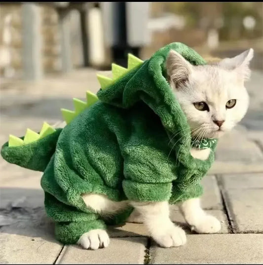 Dinosaur Costume for Cats & Dogs - Funny Fleece Halloween Hoodie