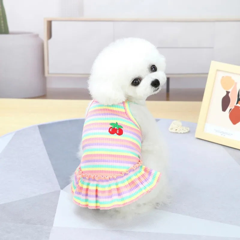 Ruffle Striped Pet Dress - Sweet Skirt Vest for Dogs & Cats