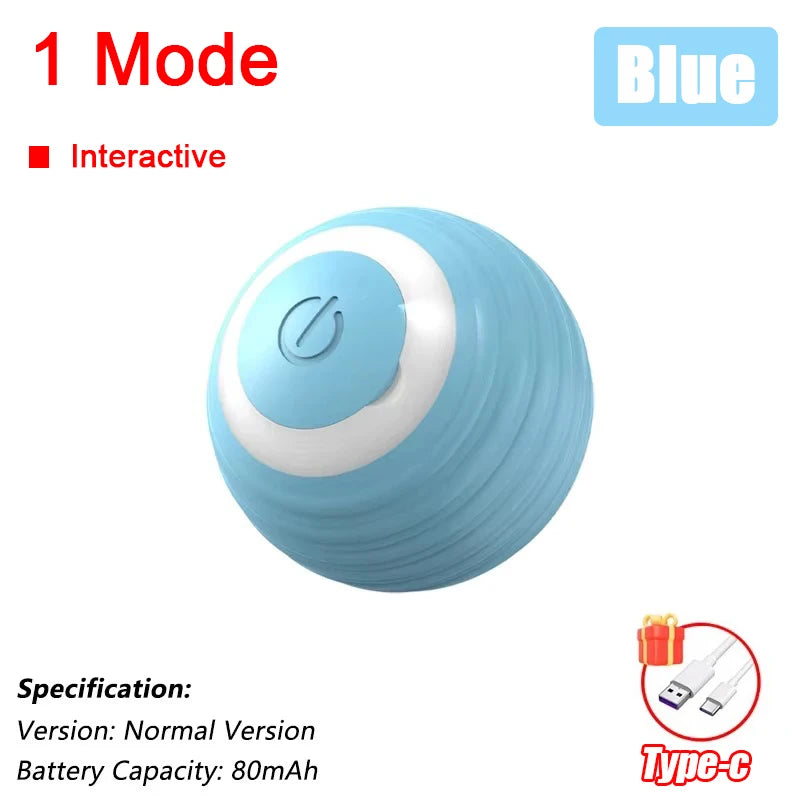 Smart Interactive Cat Ball with Faux Tail - Rechargeable Auto-Rolling Toy