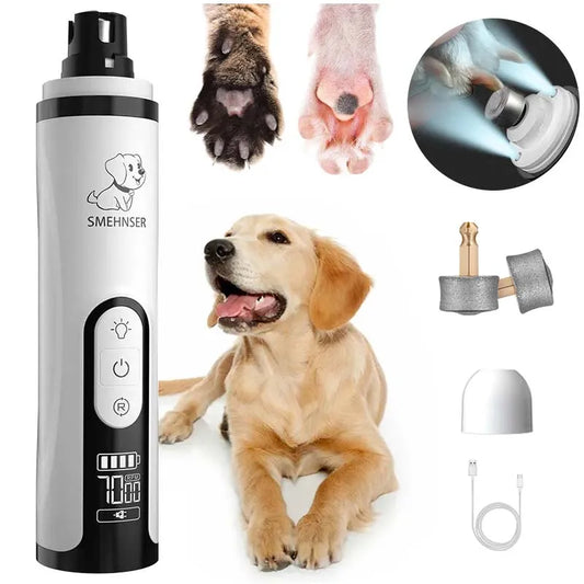Electric Pet Nail Grinder with LED Light - USB Rechargeable for Dogs & Cats