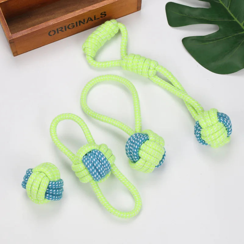 Cotton Rope Dog Toy Ball - Interactive Toothbrush Chew Toy for All Sizes