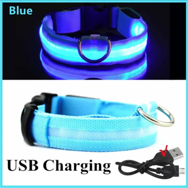 LED USB Rechargeable Dog Collar - 3 Mode Luminous Safety Collar for Dogs & Cats